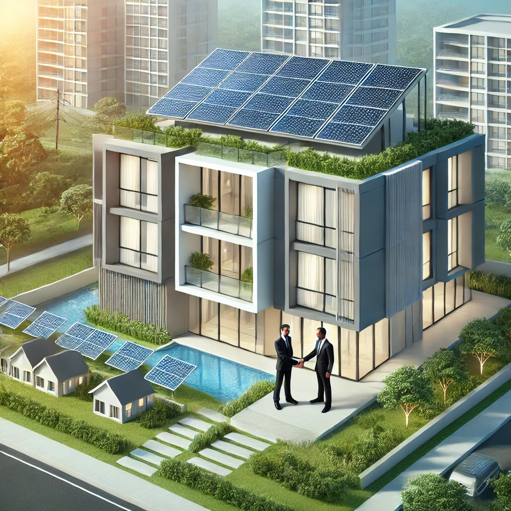Sustainable real estate solutions integrating solar energy for modern developments deigned by Real Estate Investment Experts.