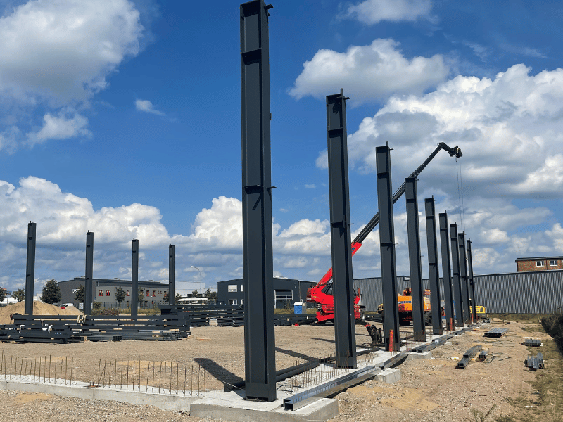 Construction progress of our 1200sqm industrial office for European Network Services GmbH designed by our Real Estate Investment Experts.